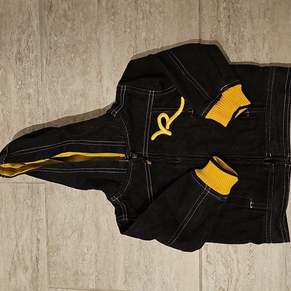 Rocawear Black and Yellow Hooded Denim Toddler Jacket Sz 12 Months - Picture 4 of 7